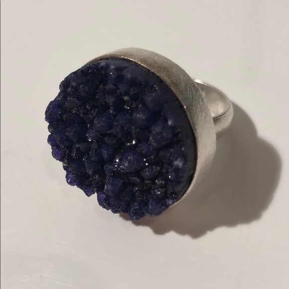 VIOLET FLAME ROCK RING IN STERLING SILVER - Picture 2 of 8